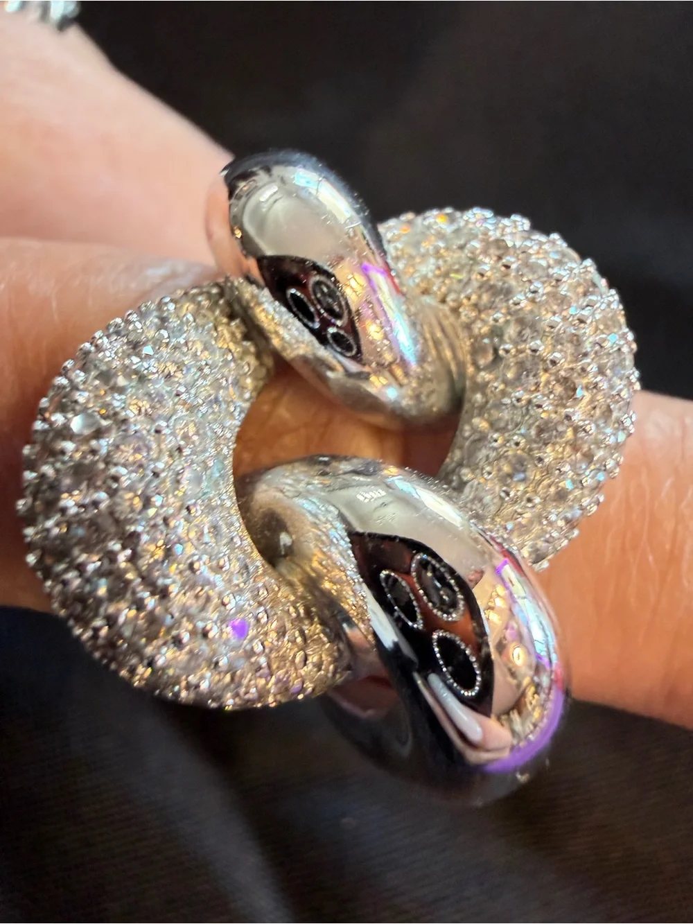 Park Lane Silver Crystal Interlocking Statement Ring Size 8 Retired
